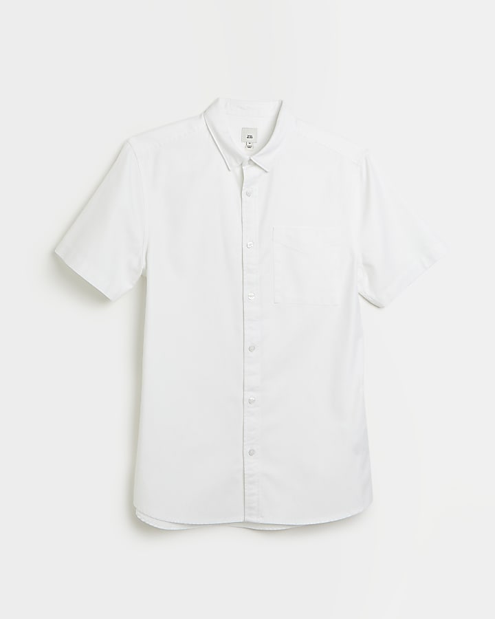 White Regular fit short sleeve Lyocell shirt