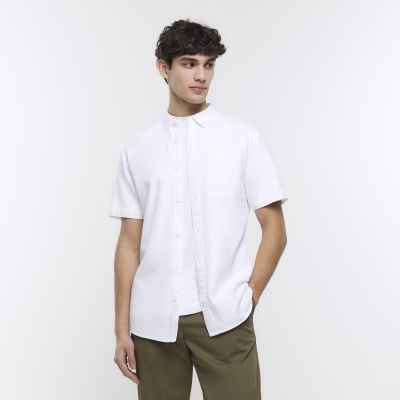 White Regular fit short sleeve Lyocell shirt | River Island