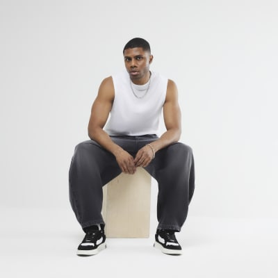 White Regular Fit Sleeveless Tank Top