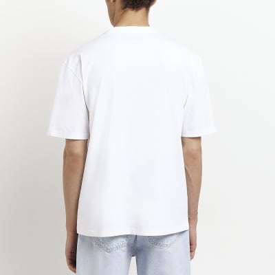 White Regular fit splice print t-shirt