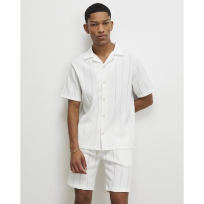 White Regular Fit Stripe Cotton Shirt
