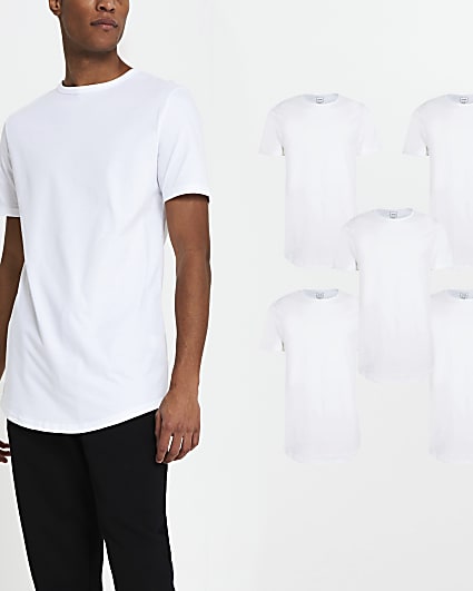 White regular fit t-shirts 5 pack