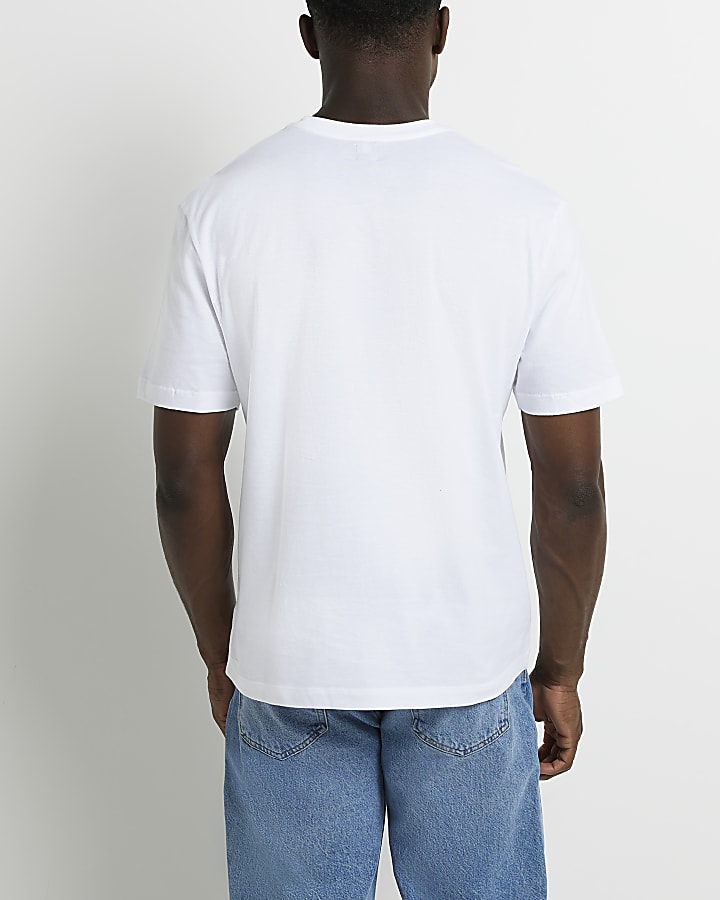 White Regular fit Take care graphic t-shirt