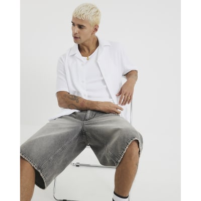 White Regular Fit Texture Revere Shirt