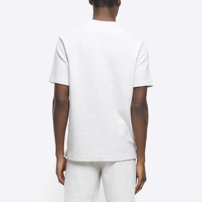 White regular fit textured pocket t shirt River Island