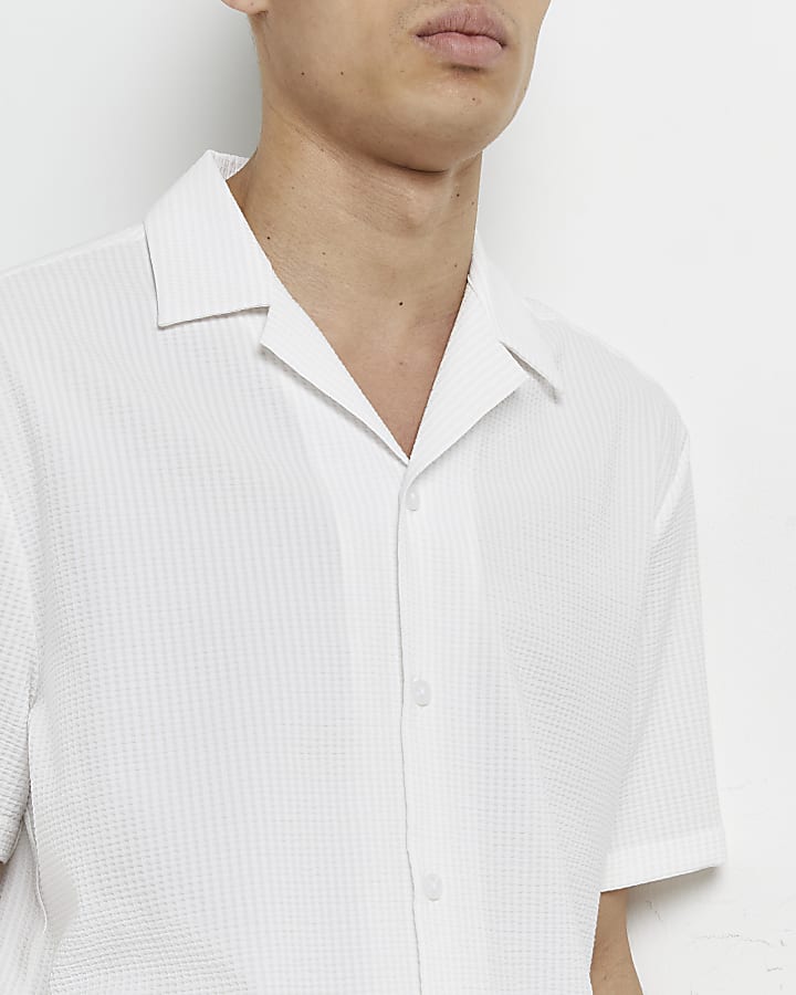 White regular fit textured shirt
