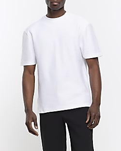 White regular fit twill t-shirt