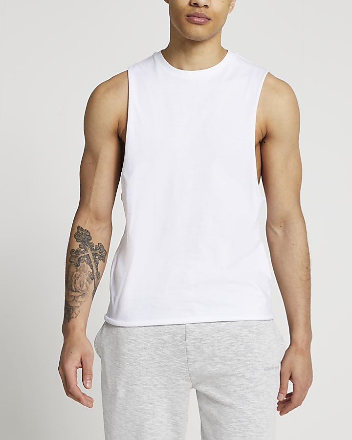 White regular fit vest