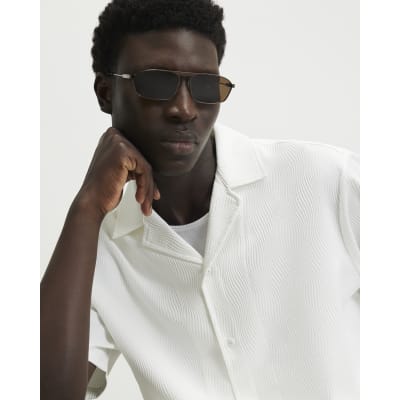 White Regular Fit Wavy Textured Shirt