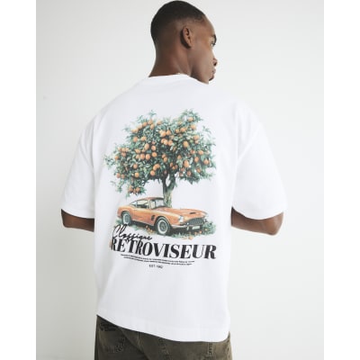 White Retroviseur Orange Tree Car T-Shirt