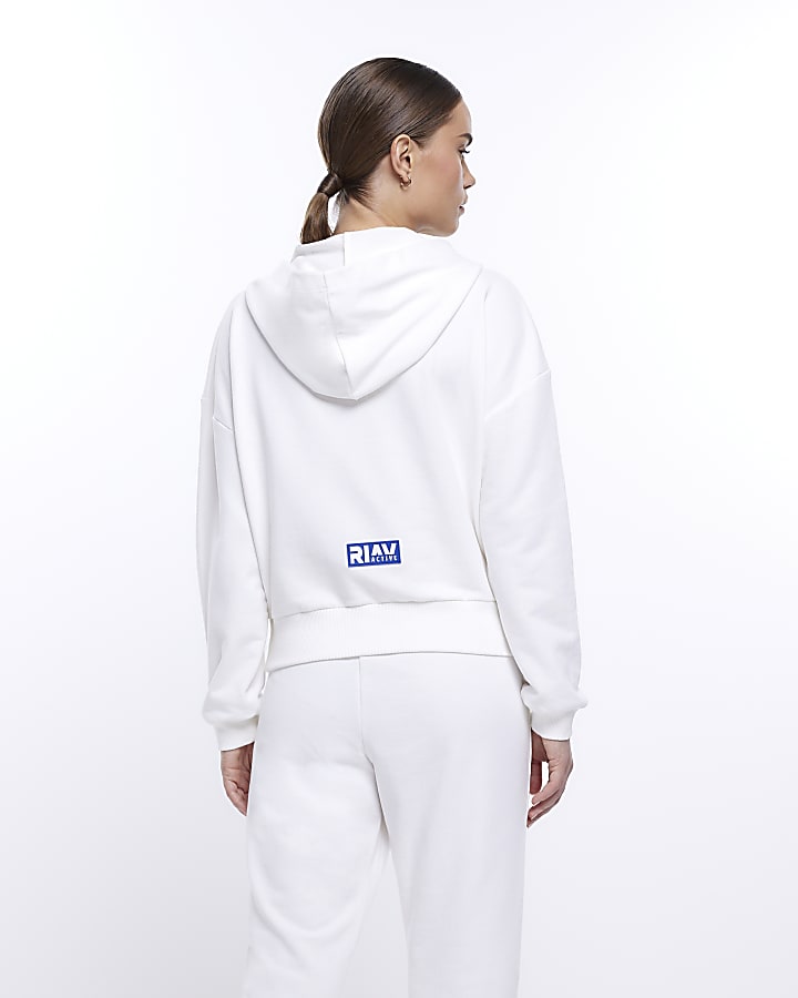 White RI Active cropped hoodie