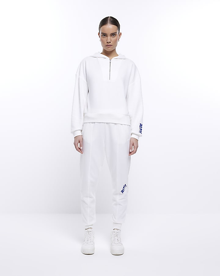 White RI Active cropped hoodie
