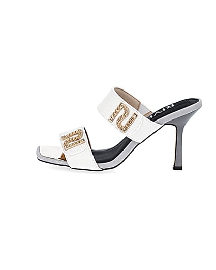 360 degree animation of product White RI branded heeled mules frame-3