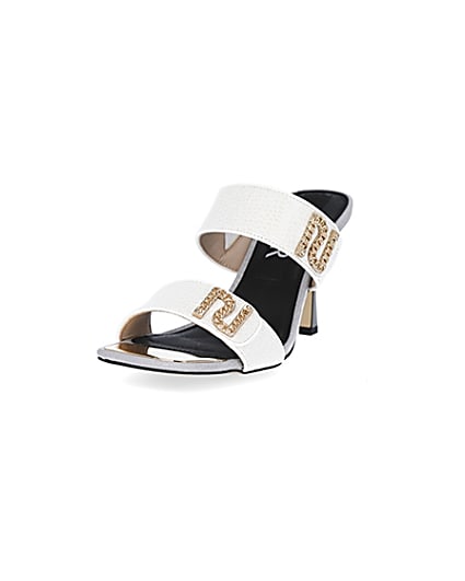 360 degree animation of product White RI branded heeled mules frame-23