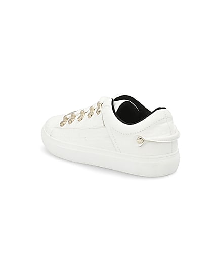 360 degree animation of product White RI embossed lace-up trainers frame-6