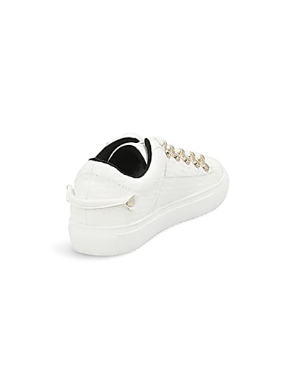 360 degree animation of product White RI embossed lace-up trainers frame-11