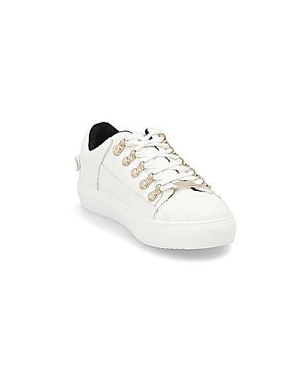 360 degree animation of product White RI embossed lace-up trainers frame-19