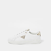White RI gold lace up trainers