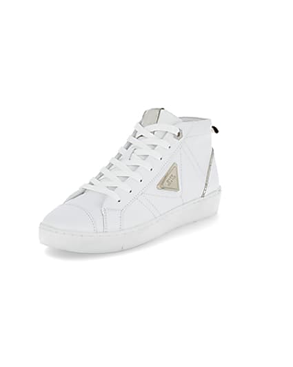 360 degree animation of product White RI high top trainers frame-0