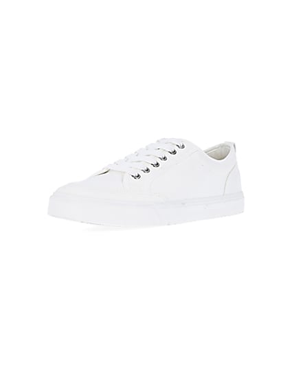 360 degree animation of product White RI lace up plimsolls frame-0