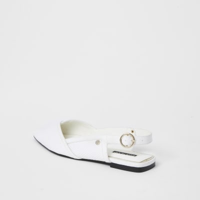 White RI mesh sling back sandals