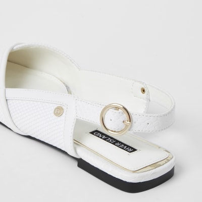 White RI mesh sling back sandals