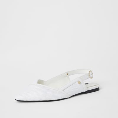 White RI mesh sling back sandals