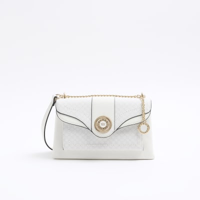 White RI monogram chain shoulder bag River Island