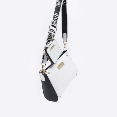 White RI monogram cross body bag