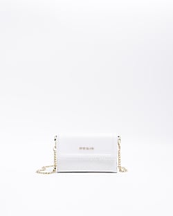 White RI monogram cross body purse