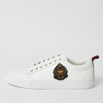 mens white trainers river island