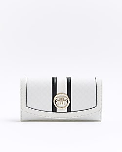 White RI monogram fold over purse