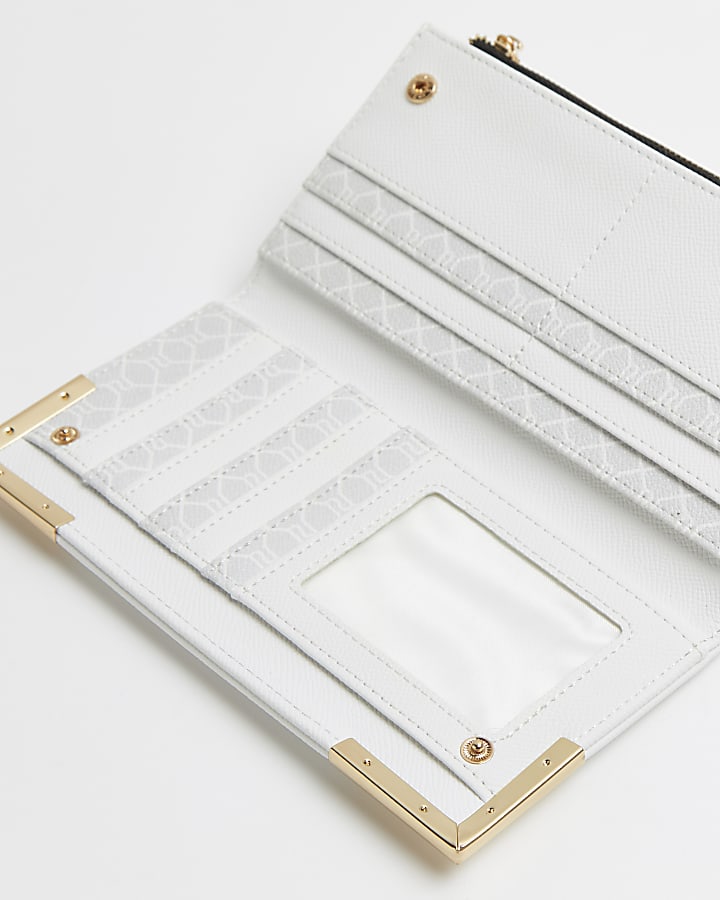 White RI monogram print purse