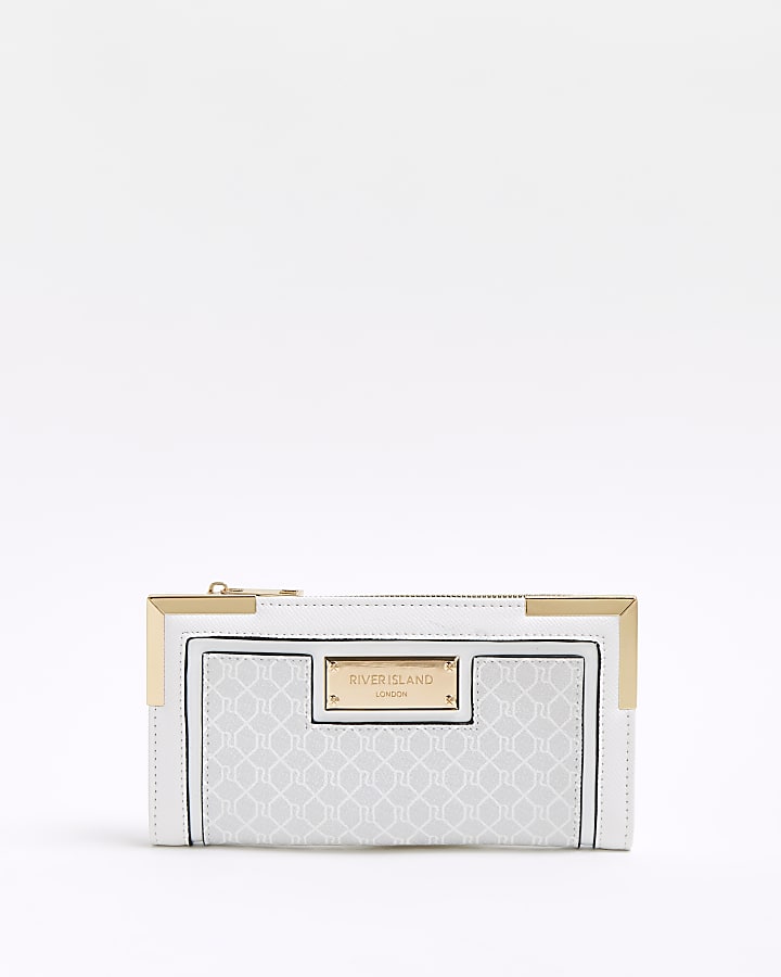 White RI monogram print purse