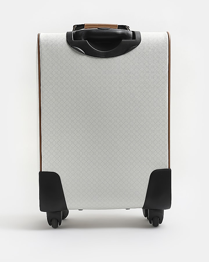 White RI monogram print suitcase