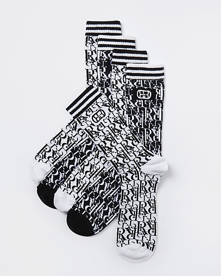 White RI monogram socks 5 pack