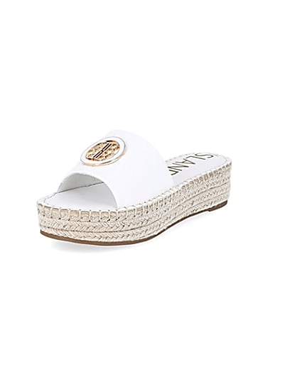 360 degree animation of product White RI patent embossed espadrille mules frame-0