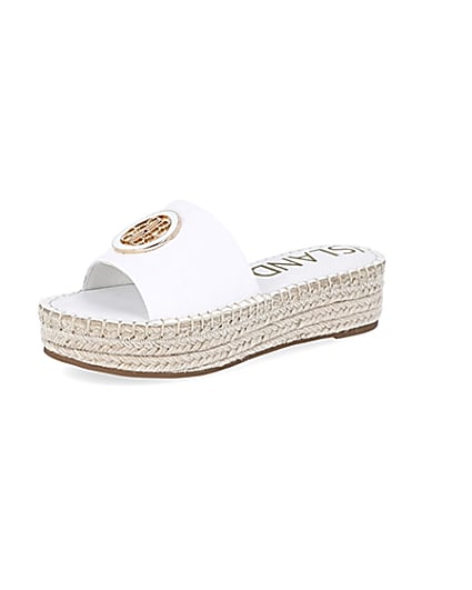 360 degree animation of product White RI patent embossed espadrille mules frame-1