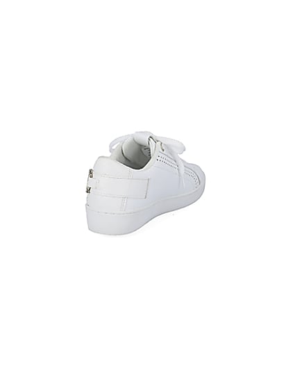 360 degree animation of product White RI perforated lace-up trainers frame-11