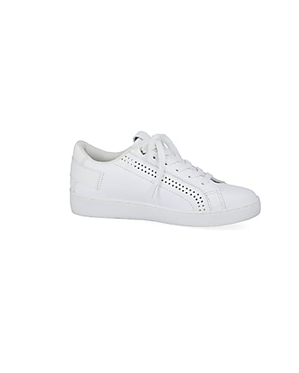 360 degree animation of product White RI perforated lace-up trainers frame-16