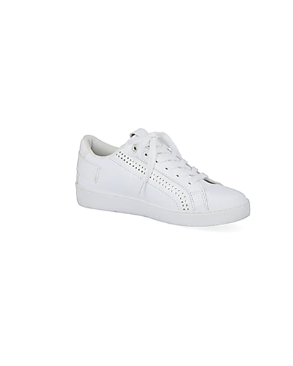 360 degree animation of product White RI perforated lace-up trainers frame-17