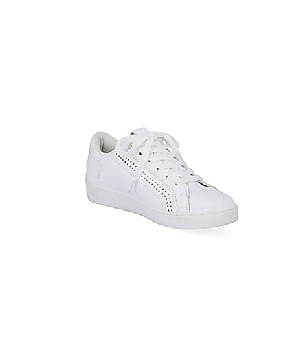 360 degree animation of product White RI perforated lace-up trainers frame-18