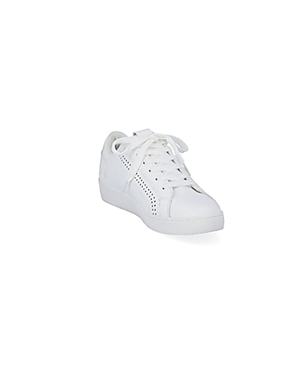 360 degree animation of product White RI perforated lace-up trainers frame-19