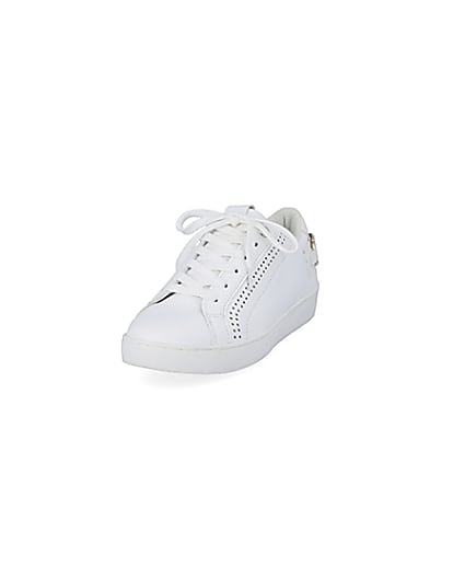 360 degree animation of product White RI perforated lace-up trainers frame-23