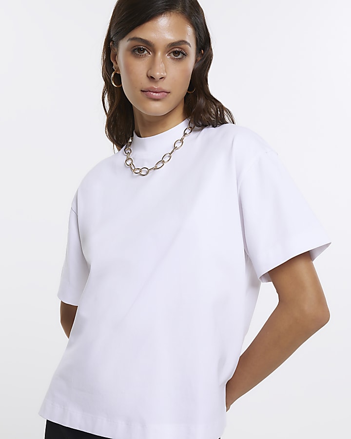 White RI Studio high neck jersey t-shirt