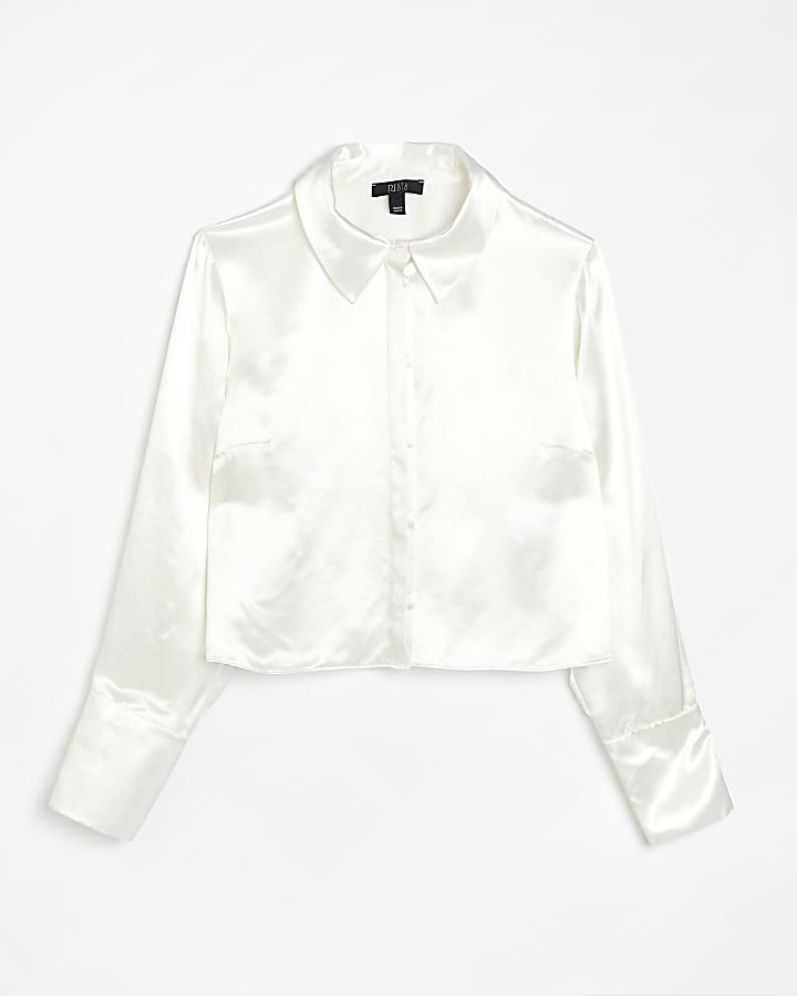 White RI Studio satin cropped shirt