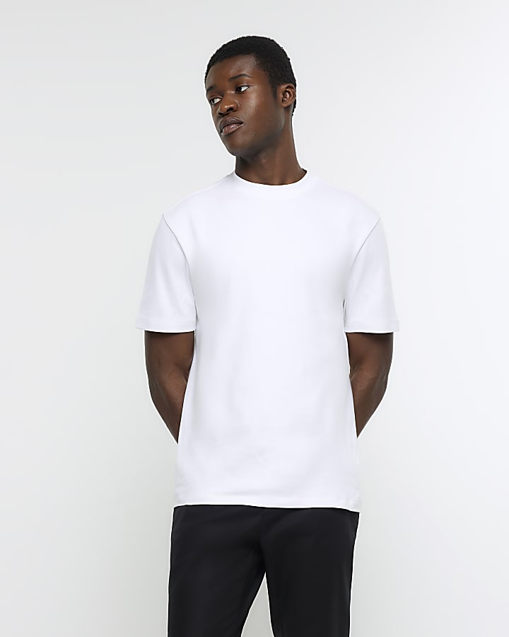 White RI Studio slim fit high neck t-shirt