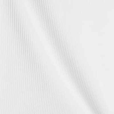 White rib one shoulder vest top River Island