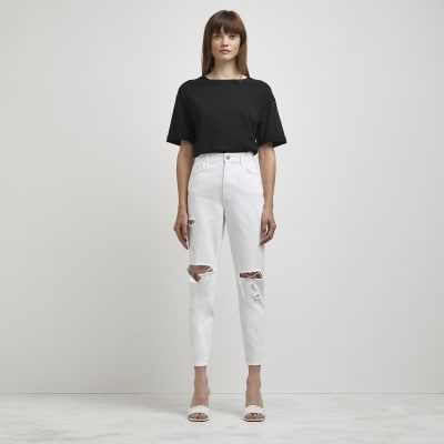 cheap ripped mom jeans