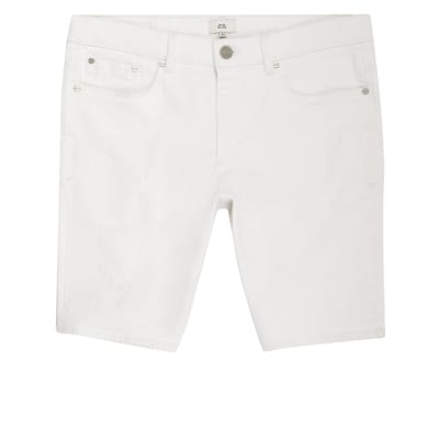 river island white denim shorts